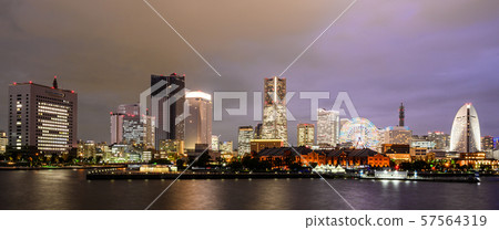 橫濱灣區夜景寬 57564319