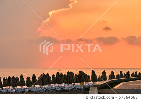Beach and promenade in Side before sunset 57564668
