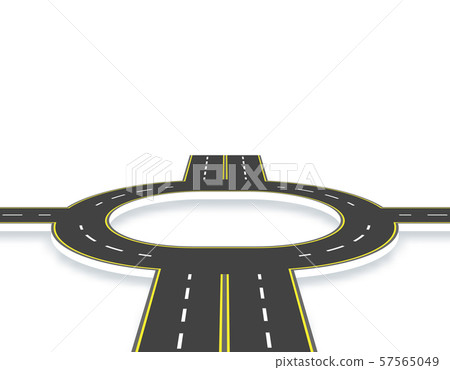 Road, highway, roundabout in perspective with shadow. Two-lane and four-lane roads with the same 57565049