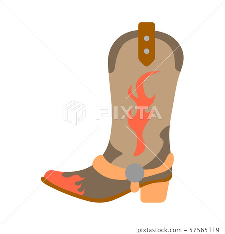 Vector illustration color icon with simplified leather cowboy boots. Wild west cowboy authentic 57565119