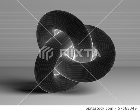 Black torus knot with white wire-frame lines Black torus knot with white wire-frame lines 57565349