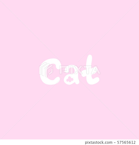 Hand-drawn flat Cat lettering logo with a paw 57565612