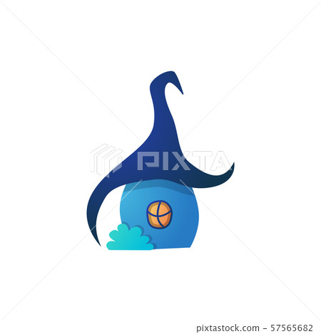 Hand-drawn wide house in trend flat gradients 57565682