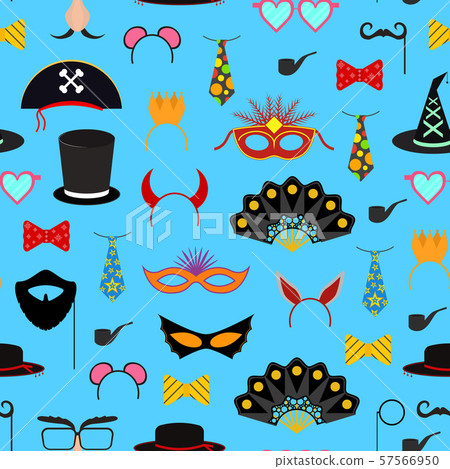 Cartoon Color Photo Booth Party Seamless Pattern Background. Vector Cartoon Color Photo Booth Party Seamless Pattern Background. Vector 57566950