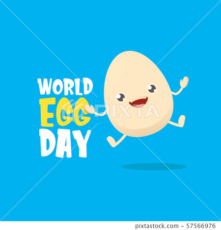 World egg day greeting card with vector funny cartoon cute smiling tiny egg character isolated on World egg day greeting card with vector funny cartoon cute smiling tiny egg character isolated on 57566976