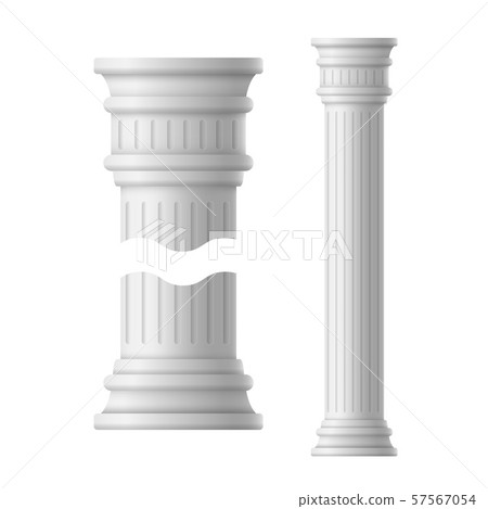 Realistic Detailed 3d Ancient Columns Set and Flutes. Vector Realistic Detailed 3d Ancient Columns Set and Flutes. Vector 57567054