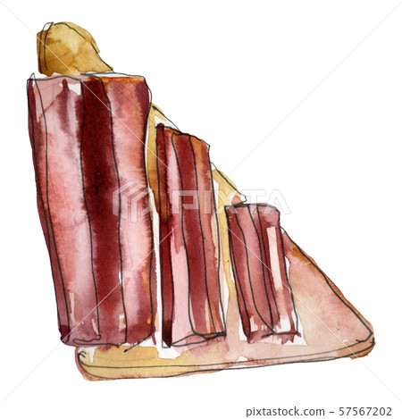 Sandwich in a watercolor style isolated. Watercolour fast food illustration element on white 57567202