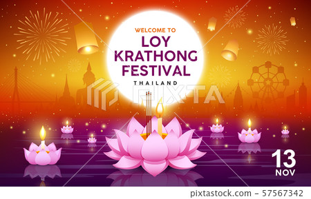 Loy Krathong festival building and landmark thailand Loy Krathong festival building and landmark thailand 57567342