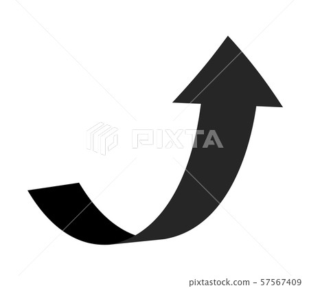 Curve arrow pointer up. Black flat curved line sign of grow direction way vector icon for business Curve arrow pointer up. Black flat curved line sign of grow direction way vector icon for business 57567409
