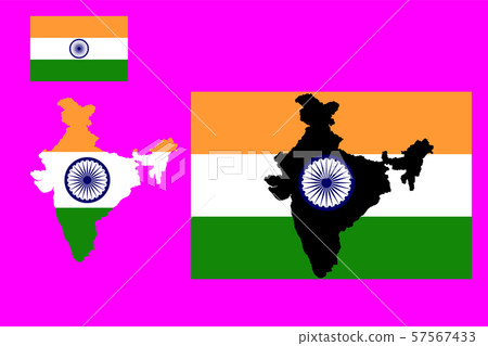 Flag and map of India Vector illustration 57567433