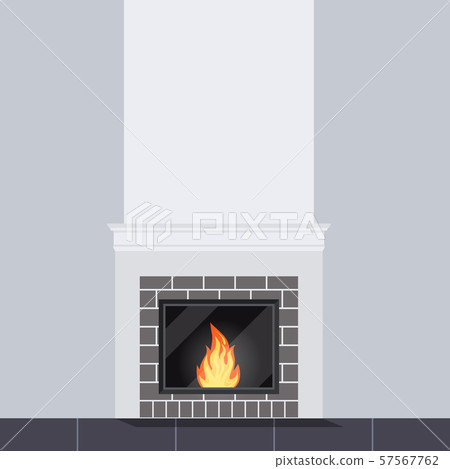 Vector illustration of living room scene with white stone fireplace close up. Vector illustration of living room scene with white stone fireplace close up. 57567762