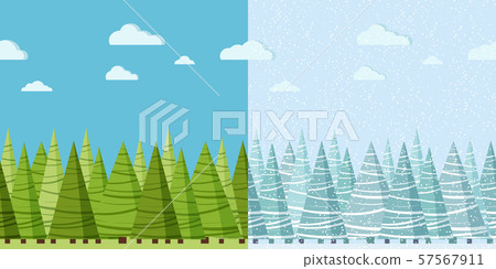 Vector summer and winter nature seamless border for design template. Vector summer and winter nature seamless border for design template. 57567911