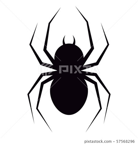 Vector illustration of flat design black spider with fangs silhouette icon isolated on white 57568296