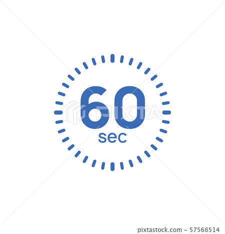 60 second timer clock. 60 sec stopwatch icon countdown time digital stop chronometer 57568514