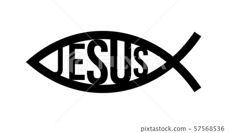 Christian fish symbol. Jesus fish icon religious sign. God Christ logo illustration Christian fish symbol. Jesus fish icon religious sign. God Christ logo illustration 57568536