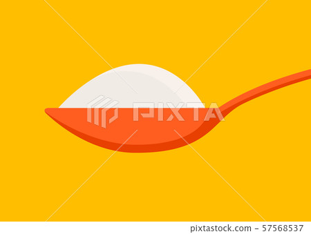 Spoon with sugar salt icon. Teaspoon side view powder for tea or coffee Spoon with sugar salt icon. Teaspoon side view powder for tea or coffee 57568537