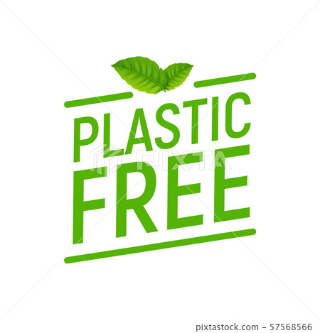 Plastic free green icon badge. Bpa plastic free chemical mark zero or 100 percent clean 57568566
