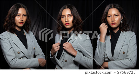 Asian Business Woman in gray Formal Suit Asian Business Woman in gray Formal Suit 57569723