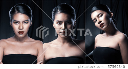 Fashion Asian Woman Tan skin black hair eyes Fashion Asian Woman Tan skin black hair eyes 57569840
