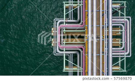 Aerial top view gas and oil pipe line in the 57569870