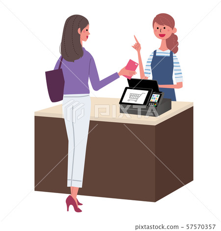 E-money e-payment female cashier illustration 57570357
