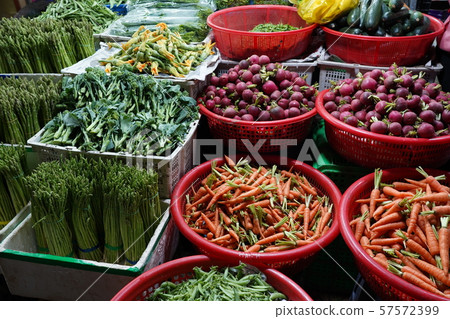 Storefront of Dalat vegetable market in Vietnam Storefront of Dalat vegetable market in Vietnam 57572399