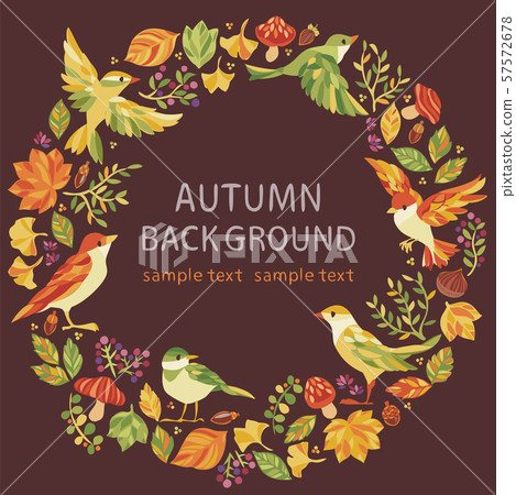 Autumn small bird frame - Stock Illustration [57572678] - PIXTA