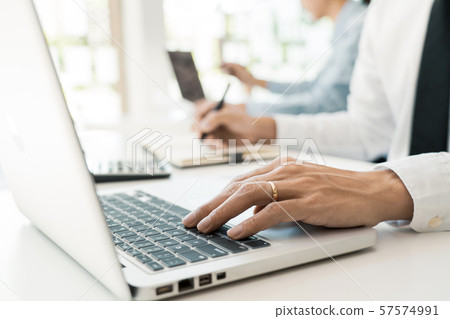 Business People Talking Discussing with coworker 57574991