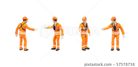Railway shunter standing and posing in posture isolated on white background. Railway shunter standing and posing in posture isolated on white background. 57578738