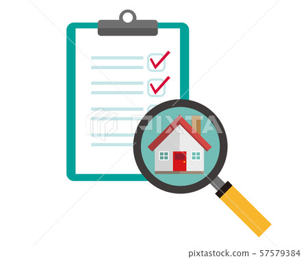 Magnifying glass house clipboard checkmark binder estimate assessment Magnifying glass house clipboard checkmark binder estimate assessment 57579384