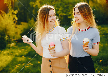 two sister in a park 57579617