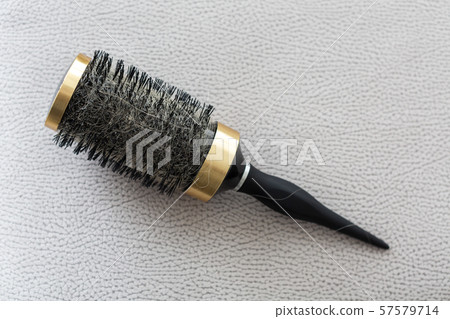 View from above, Hair loss problem with round hair brush 57579714