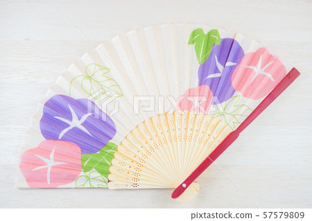 Folding fan with a morning glory picture 57579809