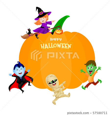 Halloween cartoon set with pumpkin.  57580711