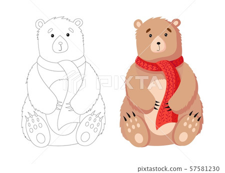 Christmas bear. Flat vector illustration isolated on a white background Christmas bear. Flat vector illustration isolated on a white background 57581230