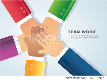people putting their hands together. vector illustration EPS10 people putting their hands together. vector illustration EPS10 57581974