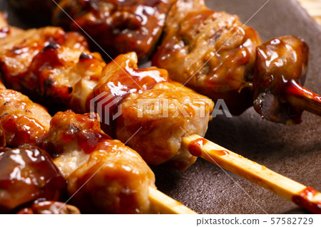Yakitori (Tareyaki) assortment up. (Chicken thigh, chicken liver) 57582729