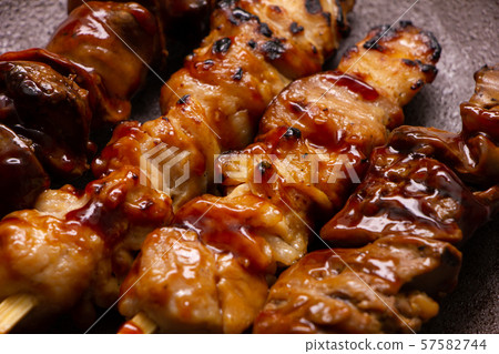Yakitori (Tareyaki) assortment up. (Chicken thigh, chicken liver) Yakitori (Tareyaki) assortment up. (Chicken thigh, chicken liver) 57582744