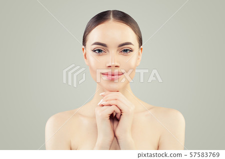 Pretty model woman portrait. Healthy girl Pretty model woman portrait. Healthy girl 57583769