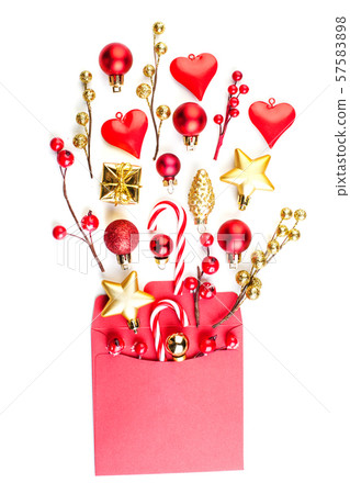 Christmas greeting card with red envelope Christmas greeting card with red envelope 57583898