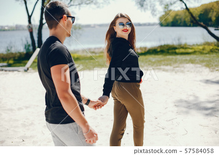 couple in a beach couple in a beach 57584058