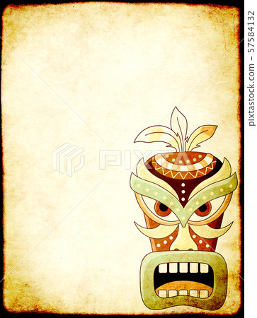 Grunge background with old paper texture and tiki 57584132