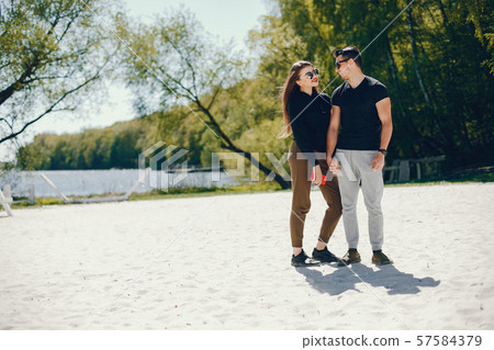 couple in a beach couple in a beach 57584379