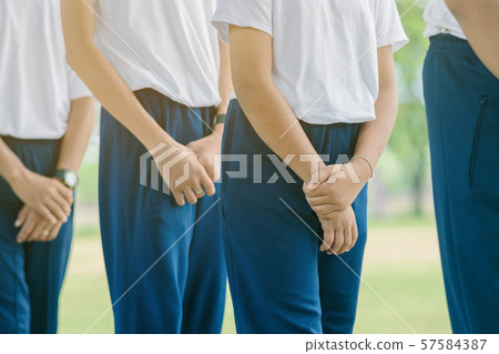 Group of students try to meditate for the peace of mind by walk with Buddhist monk in school. Group of students try to meditate for the peace of mind by walk with Buddhist monk in school. 57584387