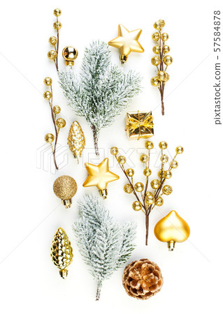 Christmas composition on white background.  57584878