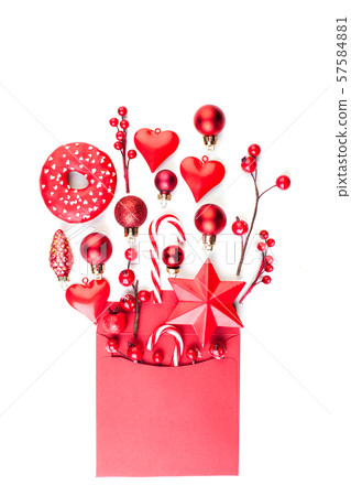 Christmas envelope invitation with many gifts 57584881