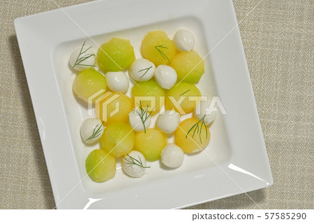 cantaloupe melon with mozzarella cantaloupe melon with mozzarella 57585290