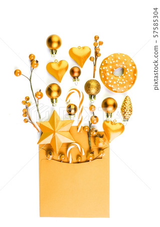 Yellow envelope invitation with Christmas decor Yellow envelope invitation with Christmas decor 57585304