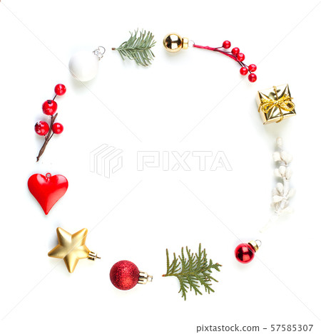 Round Christmas ornament isolated on white Round Christmas ornament isolated on white 57585307