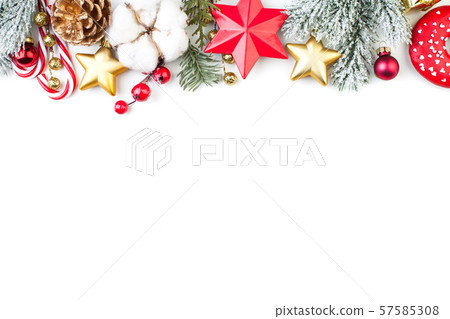 Christmas border or banner with stars, fir branch Christmas border or banner with stars, fir branch 57585308